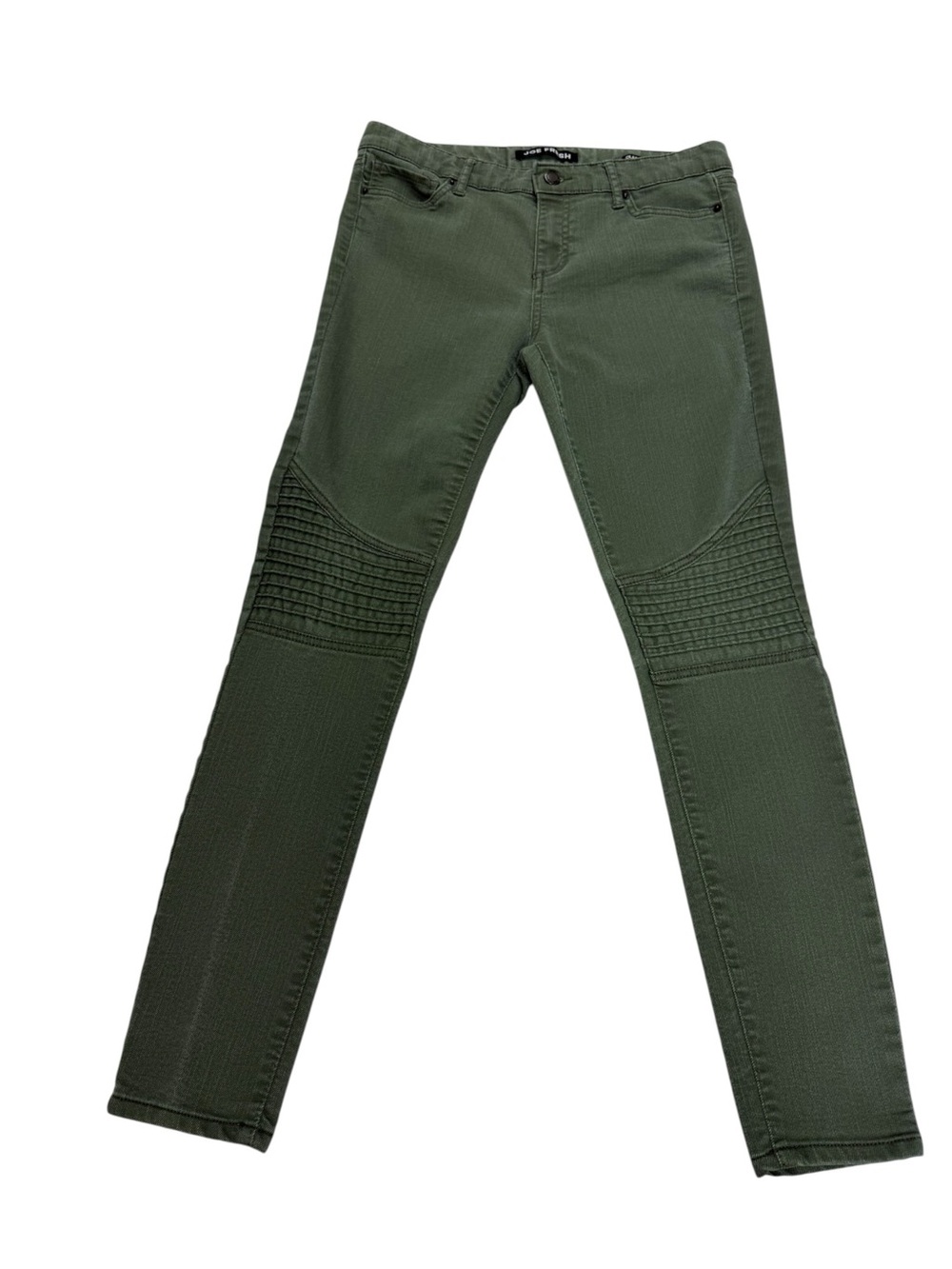 Joe Fresh Olive Green Moto Skinny Jeans Sz 28 Classic Slim Ribbed Biker Pants